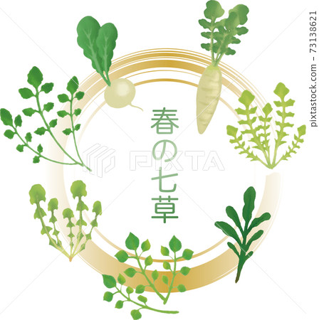 1月春天七種香草蔬菜水彩手繪插圖素材 插圖素材 圖庫