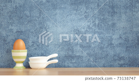 kitchenware decoration on wooden shelf with copy space 73138747
