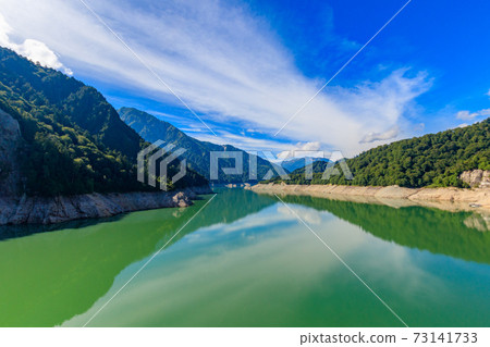 Lake Kurobe seen from the embankment of Kurobe Dam Lake Kurobe seen from the embankment of Kurobe Dam 73141733