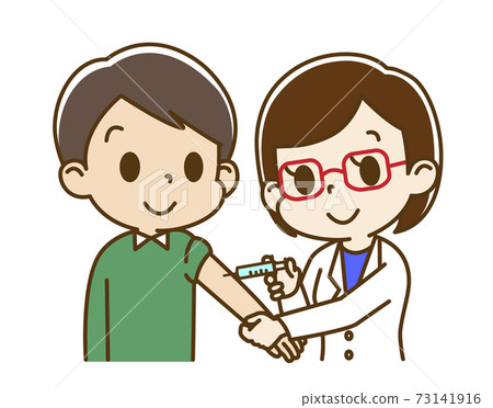 Young man vaccinated by a female doctor 73141916