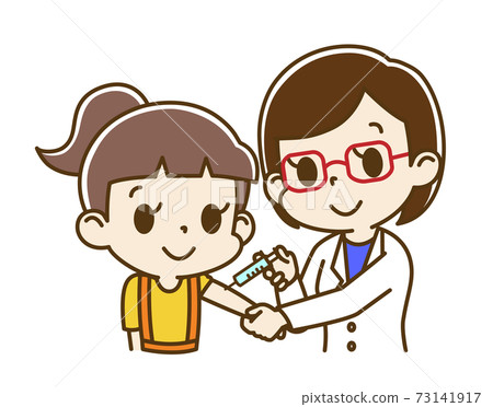 Girl vaccinated by a female doctor Girl vaccinated by a female doctor 73141917