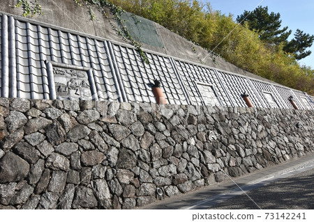 Retaining wall of Takahama City Oni no Michi Retaining wall of Takahama City Oni no Michi 73142241