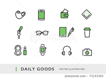 日常生活必需品和物品的圖像插圖和圖標材料 73143365