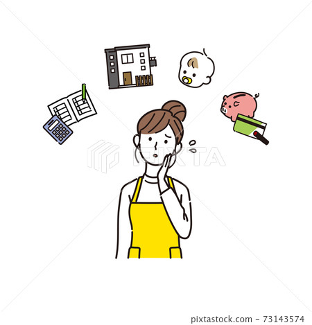 Illustration of a housewife thinking about a life plan Illustration of a housewife thinking about a life plan 73143574