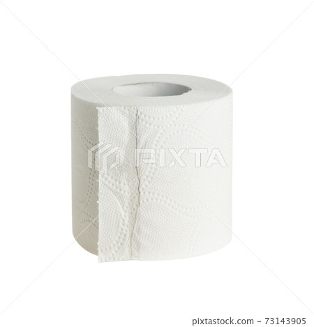 Isolated roll of white toilet paper 73143905