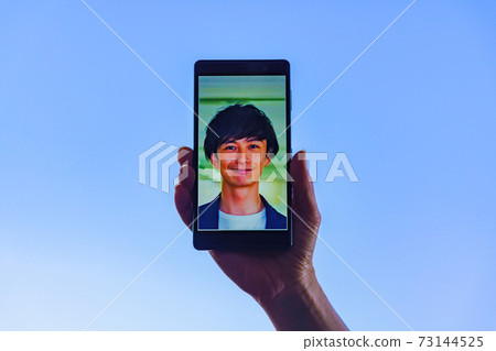 Face recognition security eKYC DX [Image of digitization of authentication] 73144525
