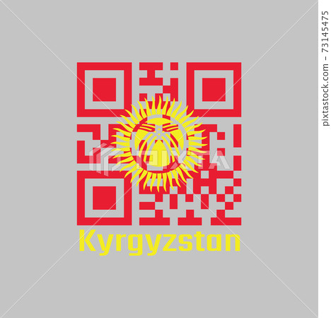 QR code set the color of Kyrgyzstan flag. with text Kyrgyzstan. QR code set the color of Kyrgyzstan flag. with text Kyrgyzstan. 73145475