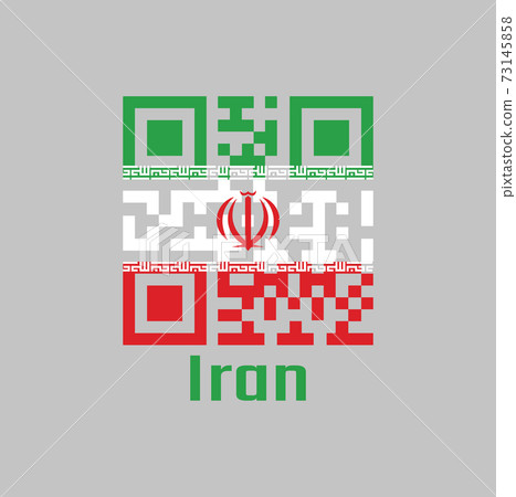 QR code set the color of Iran flag. and text Iran. QR code set the color of Iran flag. and text Iran. 73145858