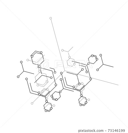 Vector abstract illustration. Blue background. Molecular structure 73146199