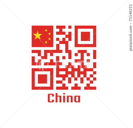 QR code set the color of China flag. with text China. QR code set the color of China flag. with text China. 73146251