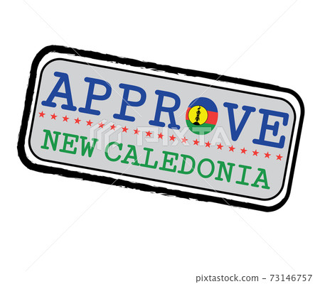 Vector Stamp for Approve logo with New Caledonia Flag in the shape of O and text New Caledonia. Vector Stamp for Approve logo with New Caledonia Flag in the shape of O and text New Caledonia. 73146757