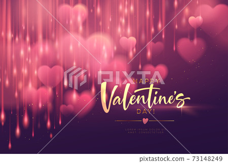 Bokeh Blurred Heart Shape Shiny Luxurious Background for Valentines Day congratulations. Handwriting lettering Happy Valentines Day. Vector illustration Bokeh Blurred Heart Shape Shiny Luxurious Background for Valentines Day congratulations. Handwriting lettering Happy Valentines Day. Vector illustration 73148249