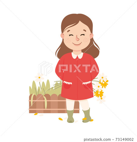 Naughty Child Picking Flowers from Flowerbed Vector Illustration Naughty Child Picking Flowers from Flowerbed Vector Illustration 73149002