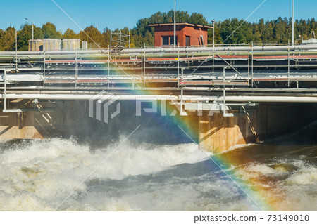 Beautiful rainbow on bypass at rapids Kuusankoski, Finland Beautiful rainbow on bypass at rapids Kuusankoski, Finland 73149010