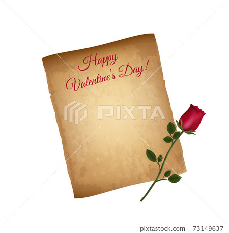 Happy Valentines Day Greeting Card. Worn Parchment 73149637