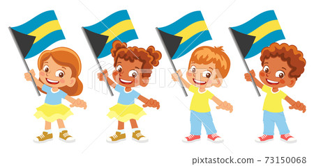 Bahamas flag in hand set 73150068