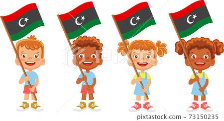 libya flag in hand set libya flag in hand set 73150235