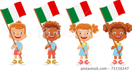 Italy flag in hand set 73150247