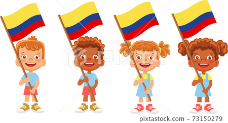 Colombia flag in hand set - Stock Illustration [73150279] - PIXTA