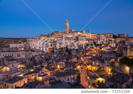 Italy Illuminated Matera Cave Dwelling and Matera Cathedral 73151104