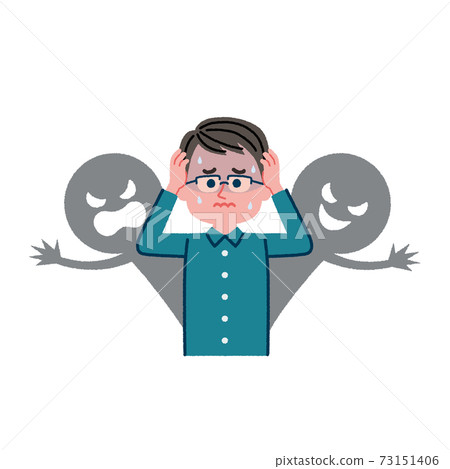 Illustration material of a man who suffers from human relationships Illustration material of a man who suffers from human relationships 73151406