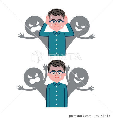 Illustration material of a man who suffers from human relationships Illustration material of a man who suffers from human relationships 73151413