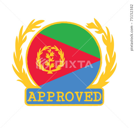 Vector Stamp of Approved logo with Eritrea Flag in the round shape on the center with olive branch. 73152382
