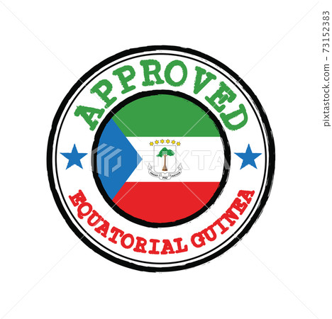 Vector Stamp of Approved logo with Equatorial Guinea Flag in the round shape on the center. 73152383