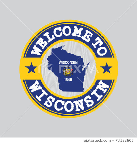 Vector Stamp of Original logo and Tying in the middle with Wisconsin flag, the states of America. 73152605
