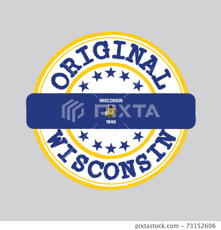 Vector Stamp of Original logo and Tying in the middle with Wisconsin flag, the states of America. 73152606