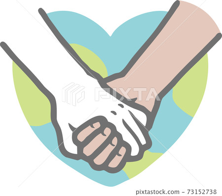 黑白手牽手的插圖素材 73152738