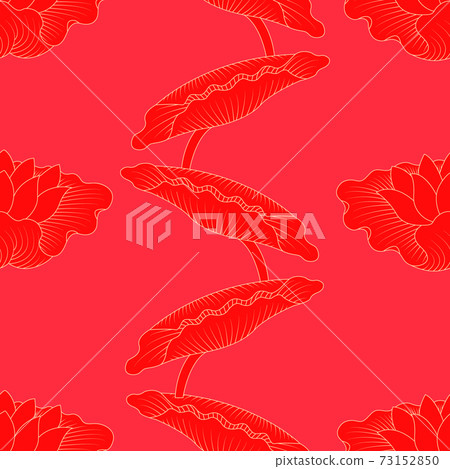 Tropical vintage lotus flower, water lily seamless chinese pattern Tropical vintage lotus flower, water lily seamless chinese pattern 73152850