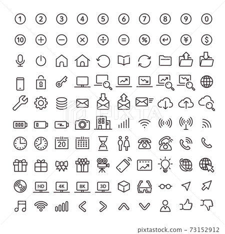 Line art icon 100 pieces 02 (basic) 73152912