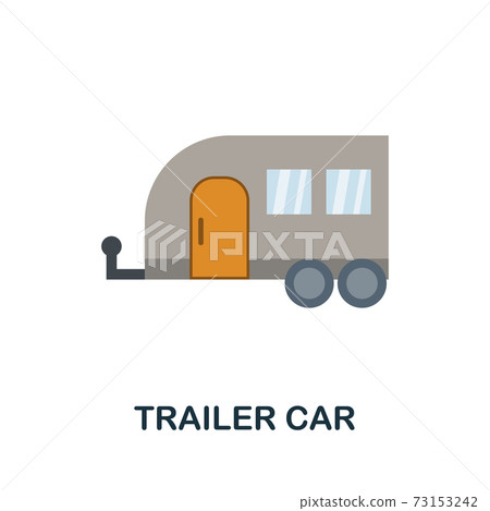 Trailer Car flat icon. Color simple element from car servise collection. Creative Trailer Car icon for web design, templates, infographics and more Trailer Car flat icon. Color simple element from car servise collection. Creative Trailer Car icon for web design, templates, infographics and more 73153242