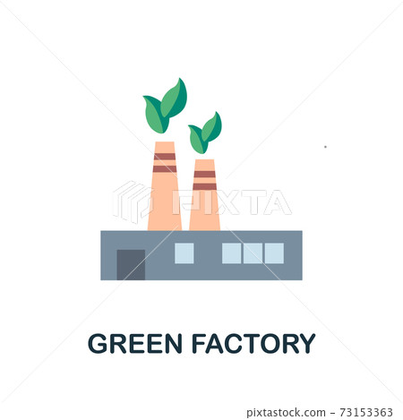 Green Factory flat icon. Simple element from save the world collection. Creative Green Factory icon for web design, templates, infographics and more Green Factory flat icon. Simple element from save the world collection. Creative Green Factory icon for web design, templates, infographics and more 73153363