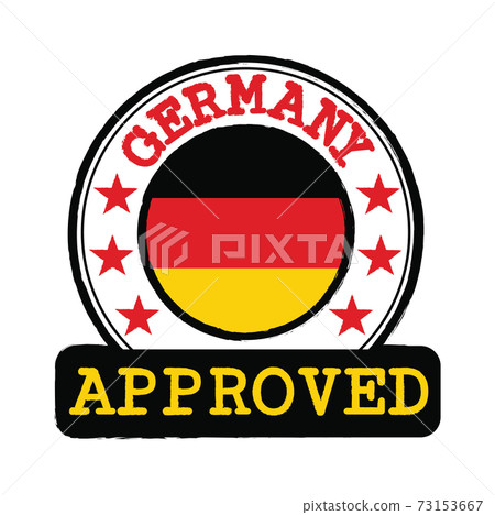 Vector Stamp of Approved logo with Germany Flag in the round shape on the center. 73153667