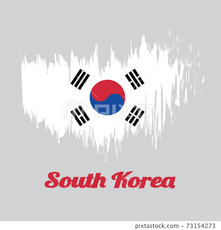 Brush style color flag of South Korea Flag, the white color with Taegeuk and black trigrams Brush style color flag of South Korea Flag, the white color with Taegeuk and black trigrams 73154273