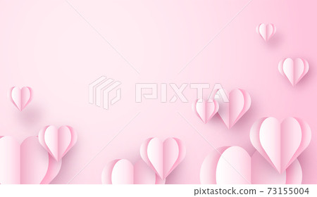 3D origami heart flying on pink background. Love concept design for happy mother's day, valentine's day, birthday day. Poster and greeting card template. vector paper art illustration. 3D origami heart flying on pink background. Love concept design for happy mother's day, valentine's day, birthday day. Poster and greeting card template. vector paper art illustration. 73155004