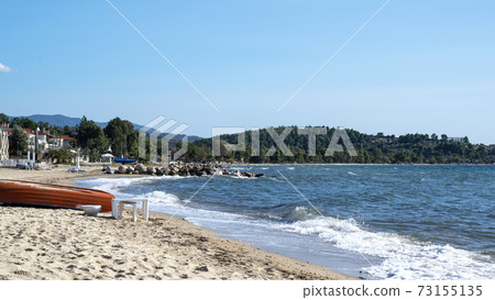 Beach on the Aegean sea coast of Greece Beach on the Aegean sea coast of Greece 73155135
