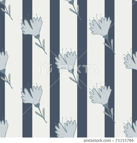 Decorative seamless pattern with light bluewild flower silhouettes. Striped background. Decorative seamless pattern with light bluewild flower silhouettes. Striped background. 73155766