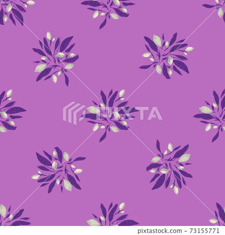 Organic seamless pattern with decorative lemon silhouettes. Purple colored print. Simple design. 73155771