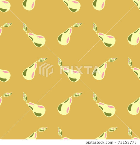 Autumn harvest seamless pattern with simple pear ornament. Ocher light background. Autumn harvest seamless pattern with simple pear ornament. Ocher light background. 73155773