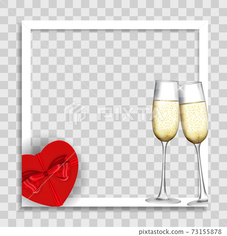 Empty Blank Photo Frame with Hearts Template for Media Post in Social Network for Valentine s Day. Vector Illustration EPS10 73155878