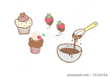 Handmade sweets cup chocolate cake and chocolate strawberry Handmade sweets cup chocolate cake and chocolate strawberry 73156758
