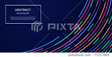 Abstract modern curve lines blue, pink, orange, green, neon light on dark blue background design with copy space for text. Abstract modern curve lines blue, pink, orange, green, neon light on dark blue background design with copy space for text. 73157003