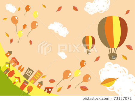 Illustration of the autumn sky where balloons... - Stock Illustration ...