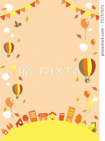 Illustration of the autumn sky where balloons and balloons are flying Vertical position Illustration of the autumn sky where balloons and balloons are flying Vertical position 73157072