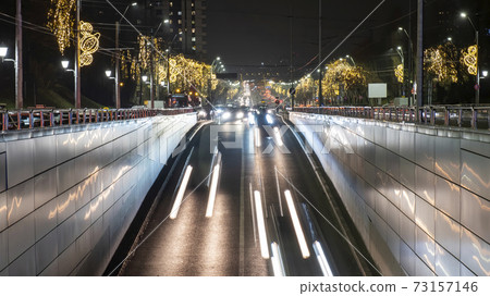 Streetscape of Bucharest at night, Romania Streetscape of Bucharest at night, Romania 73157146