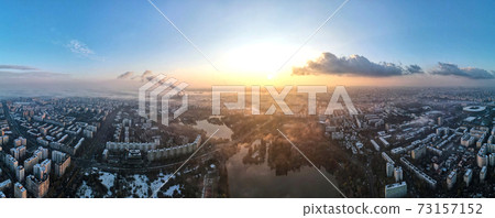 Panorama of Bucharest from a drone, Romania 73157152