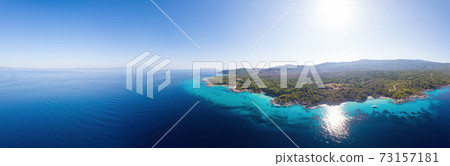 Wide shot of the Aegean sea coast in Greece Wide shot of the Aegean sea coast in Greece 73157181